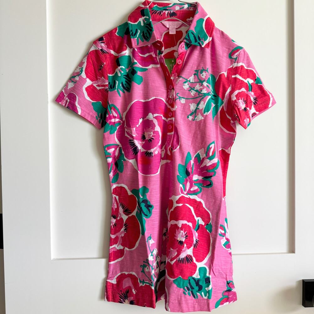 Lilly Pulitzer TROPHY POLO PRINTED HOTTY PINK S